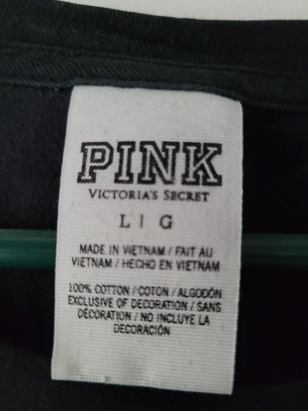 PINK Victoria's Secret Black Crew Neck With Silver Logo Tee - Picture 3 of 7